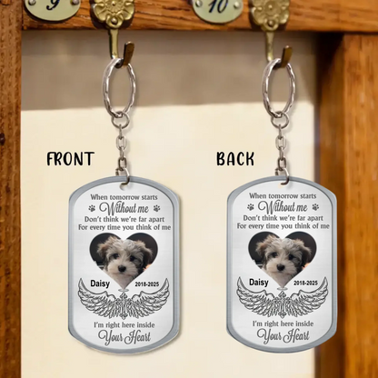 Personalized Memorial Dog Aluminum Keychain - Memorial Gift Idea For Dog Lover - Upload Photo - When Tomorrow Starts Without Me