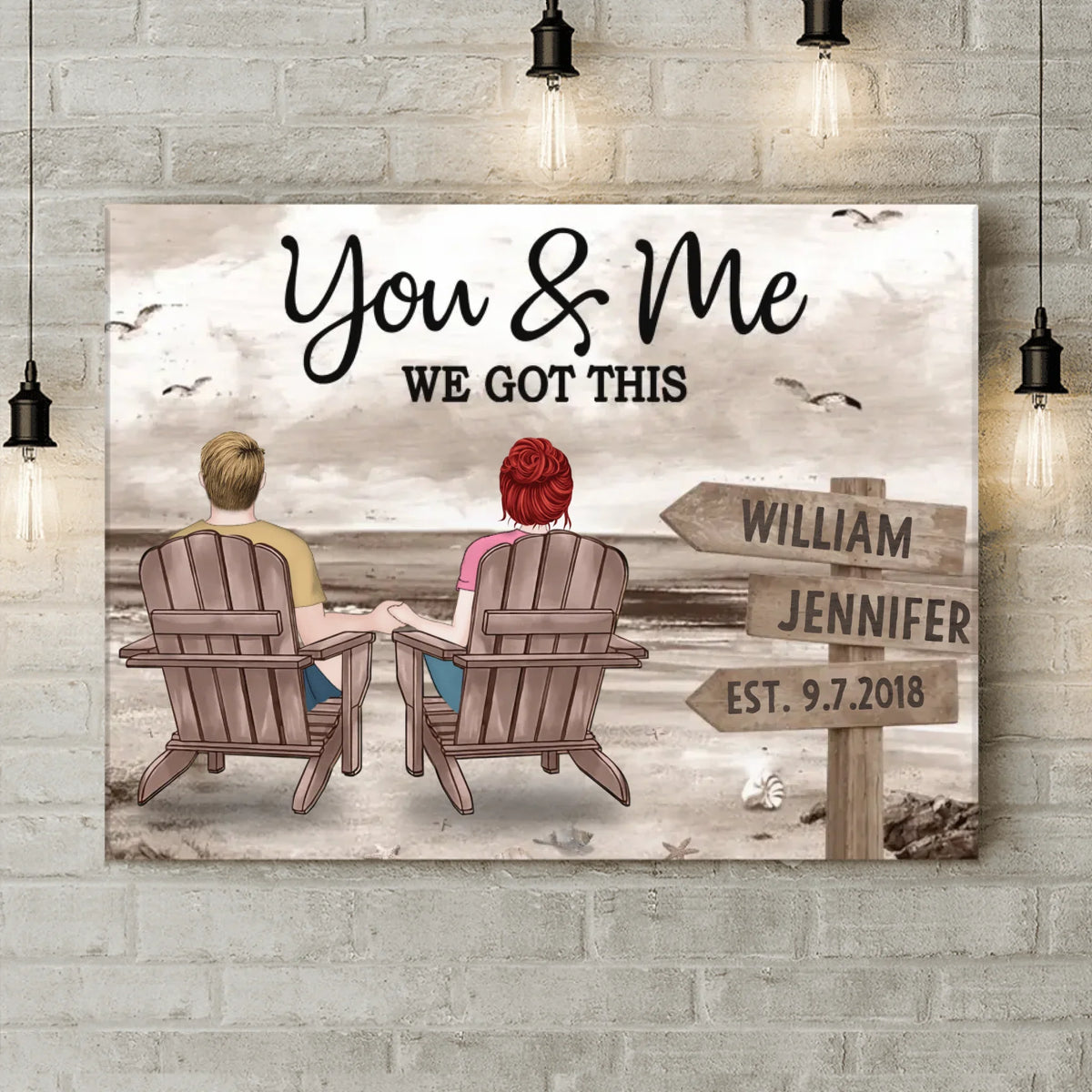 Personalized Couple Canvas - Anniversary Gift Idea For Couple - You $ Me We Got This