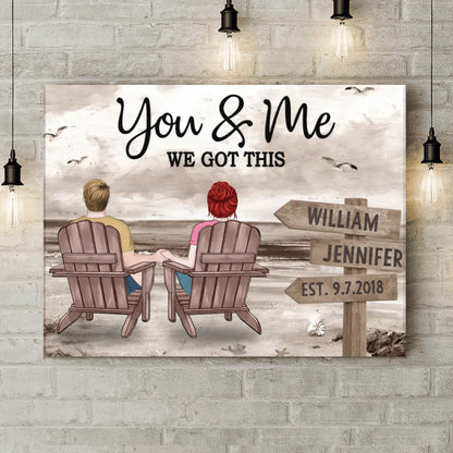 Personalized Couple Canvas - Anniversary Gift Idea For Couple - You $ Me We Got This