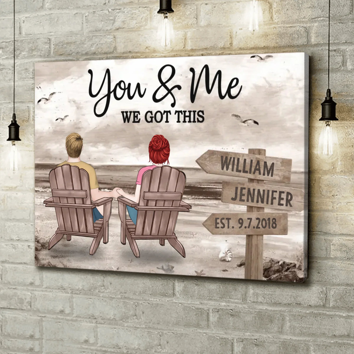Personalized Couple Canvas - Anniversary Gift Idea For Couple - You $ Me We Got This