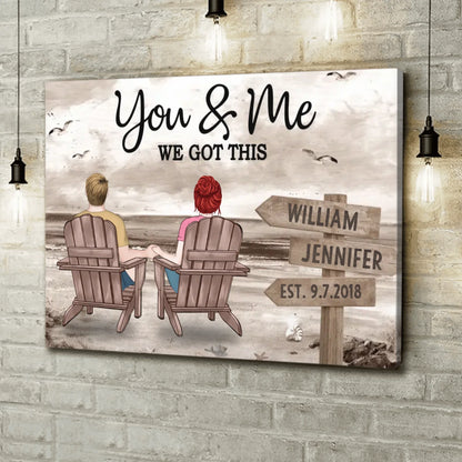Personalized Couple Canvas - Anniversary Gift Idea For Couple - You $ Me We Got This