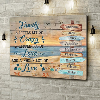 Personalized Family Canvas - Gift Idea For Family - Family A Little Bit Of Crazy
