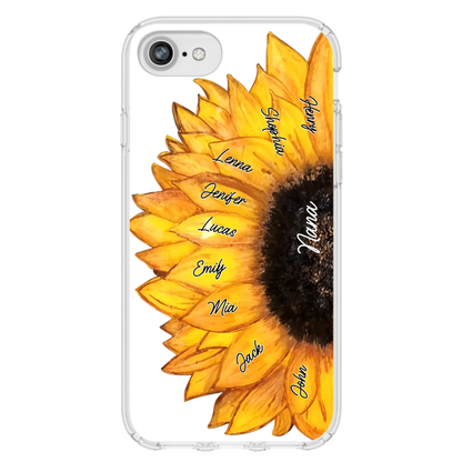 Custom Personalized Sunflower Grandma Phone Case -Upto 9 Kids - Mother's Day Gift Idea for Mom/Grandma
