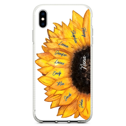 Custom Personalized Sunflower Grandma Phone Case -Upto 9 Kids - Mother's Day Gift Idea for Mom/Grandma
