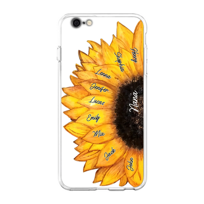 Custom Personalized Sunflower Grandma Phone Case -Upto 9 Kids - Mother's Day Gift Idea for Mom/Grandma
