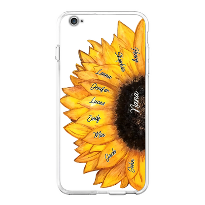 Custom Personalized Sunflower Grandma Phone Case -Upto 9 Kids - Mother's Day Gift Idea for Mom/Grandma