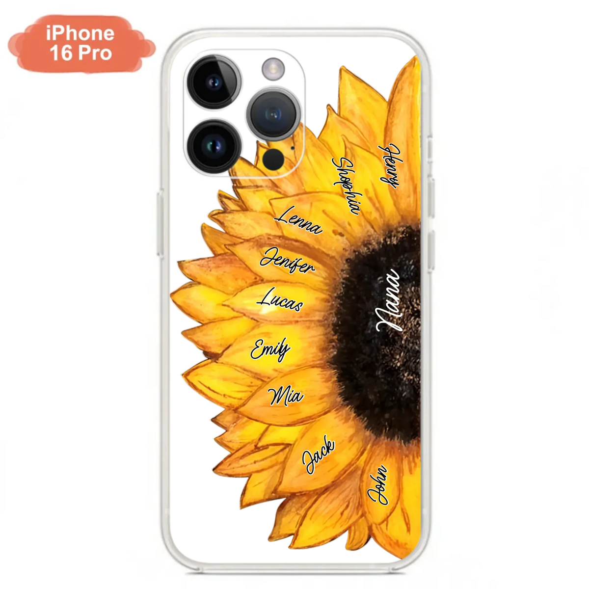 Custom Personalized Sunflower Grandma Phone Case -Upto 9 Kids - Mother's Day Gift Idea for Mom/Grandma