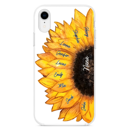 Custom Personalized Sunflower Grandma Phone Case -Upto 9 Kids - Mother's Day Gift Idea for Mom/Grandma
