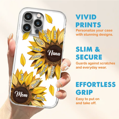 Custom Personalized Sunflower Grandma Phone Case -Upto 11 Kids - Mother's Day Gift Idea for Mom/Grandma -  Case For iPhone/Samsung