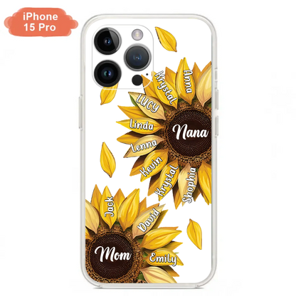 Custom Personalized Sunflower Grandma Phone Case -Upto 11 Kids - Mother's Day Gift Idea for Mom/Grandma -  Case For iPhone/Samsung