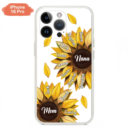 Custom Personalized Sunflower Grandma Phone Case -Upto 11 Kids - Mother's Day Gift Idea for Mom/Grandma -  Case For iPhone/Samsung