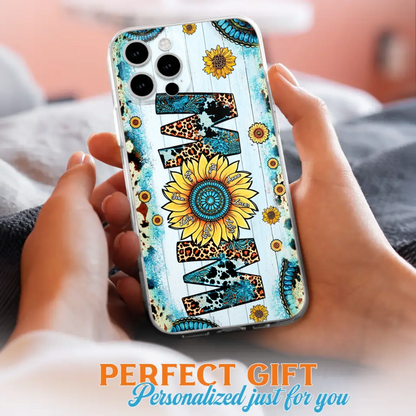 Custom Personalized Mom Sunflower Phone Case - Mother's Day Gift Idea - Upto 8 Kids - Case For iPhone/ Samsung