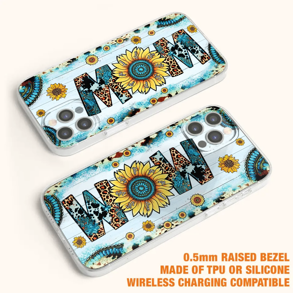 Custom Personalized Mom Sunflower Phone Case - Mother's Day Gift Idea - Upto 8 Kids - Case For iPhone/ Samsung