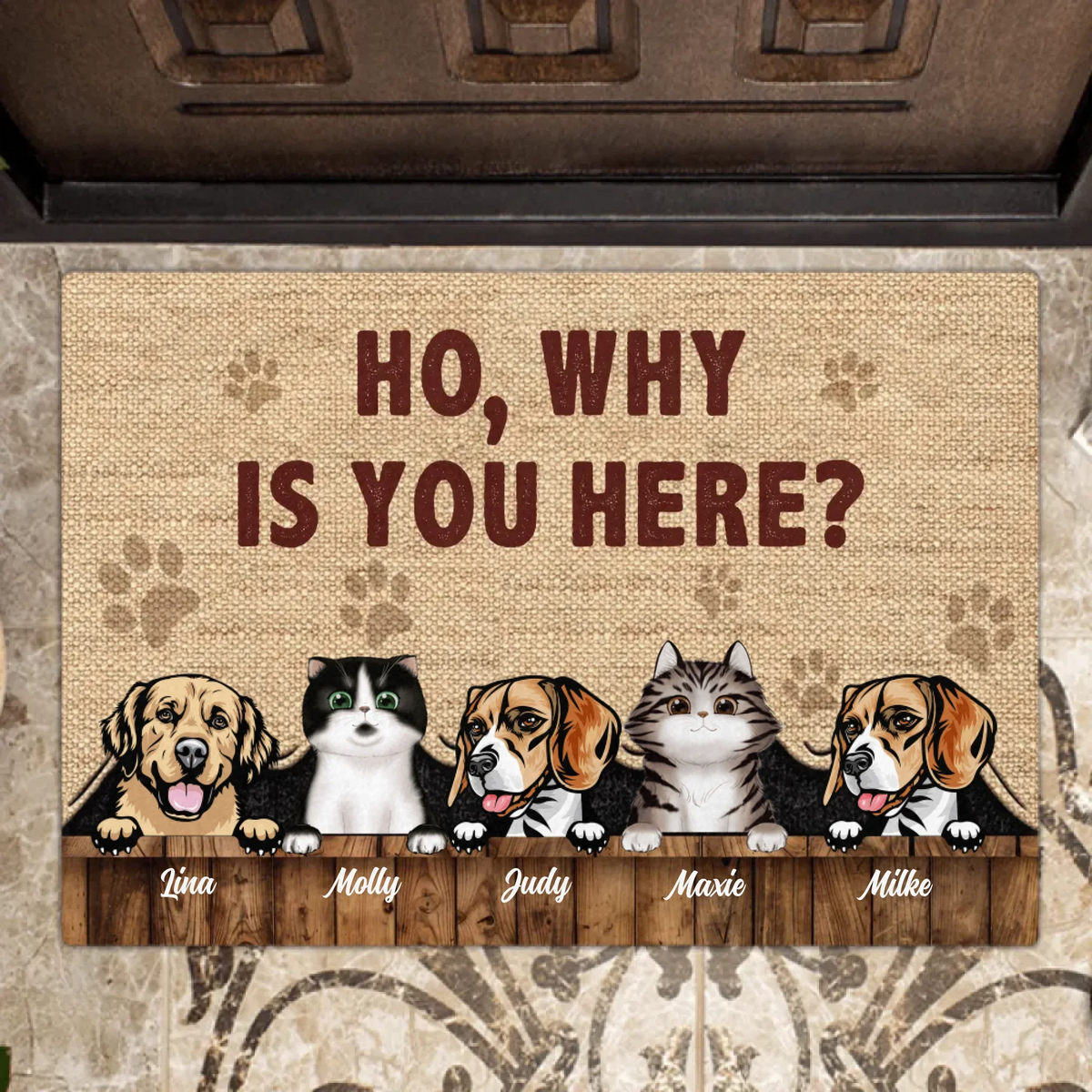 Personalized Pets Lover Doormat - Up to 5 Pets - Best Gift For Dog Lover/Cat Lover