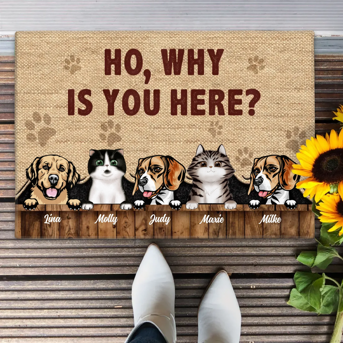 Personalized Pets Lover Doormat - Up to 5 Pets - Best Gift For Dog Lover/Cat Lover