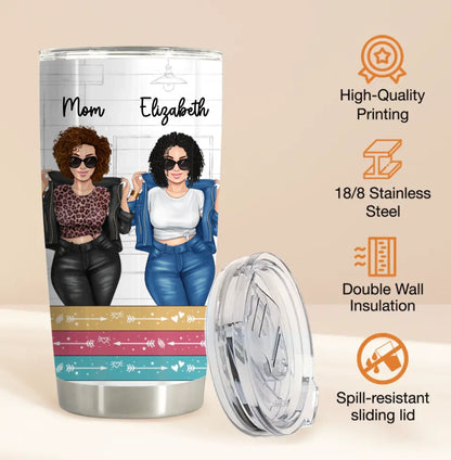 Personalized Mother & Daughter Always Be Connected By Heart Tumbler - Best Mother's Day Gift Idea