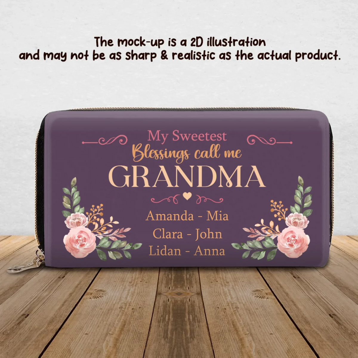 Personalized Mom/Grandma Long Wallet - Best Mother's Day Gift For Nana/Grandma/Mother