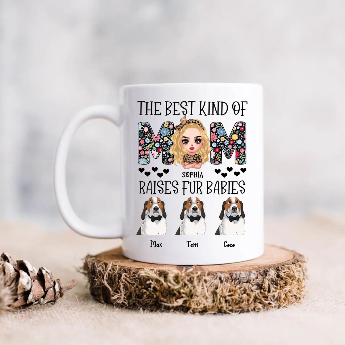 Personalized The Best Kind Of Dog Mom Coffee Mug - Mother's Day Gift For Dog Lovers - Up to 3 Dogs