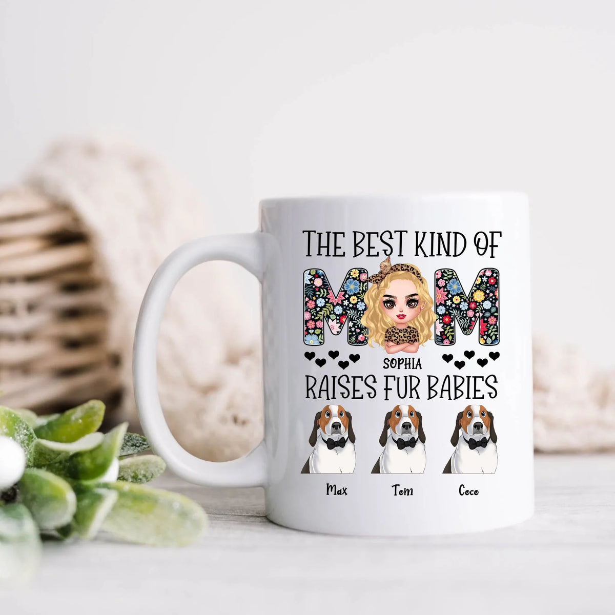 Personalized The Best Kind Of Dog Mom Coffee Mug - Mother's Day Gift For Dog Lovers - Up to 3 Dogs
