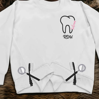 Personalized Dental RDH Embroidered Split Side Sweatshirt - Gift Idea For Birthday/Dentist