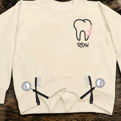 Personalized Dental RDH Embroidered Split Side Sweatshirt - Gift Idea For Birthday/Dentist