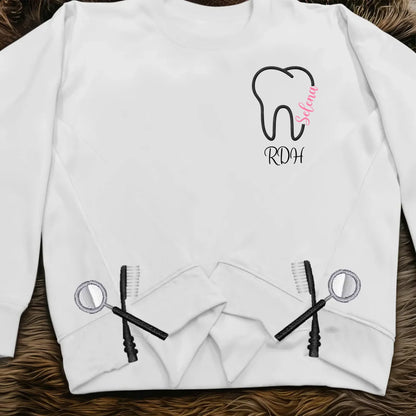 Personalized Dental RDH Embroidered Split Side Sweatshirt - Gift Idea For Birthday/Dentist