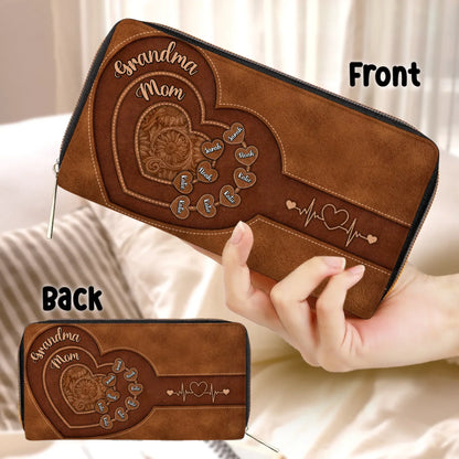 Personalized Grandma/Mom Long Wallet - Best Mother's Day Gift