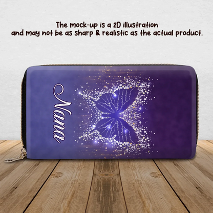 Personalized Grandma Butterfly Long Wallet - Mother's Day Gift For Grandma/ Mom