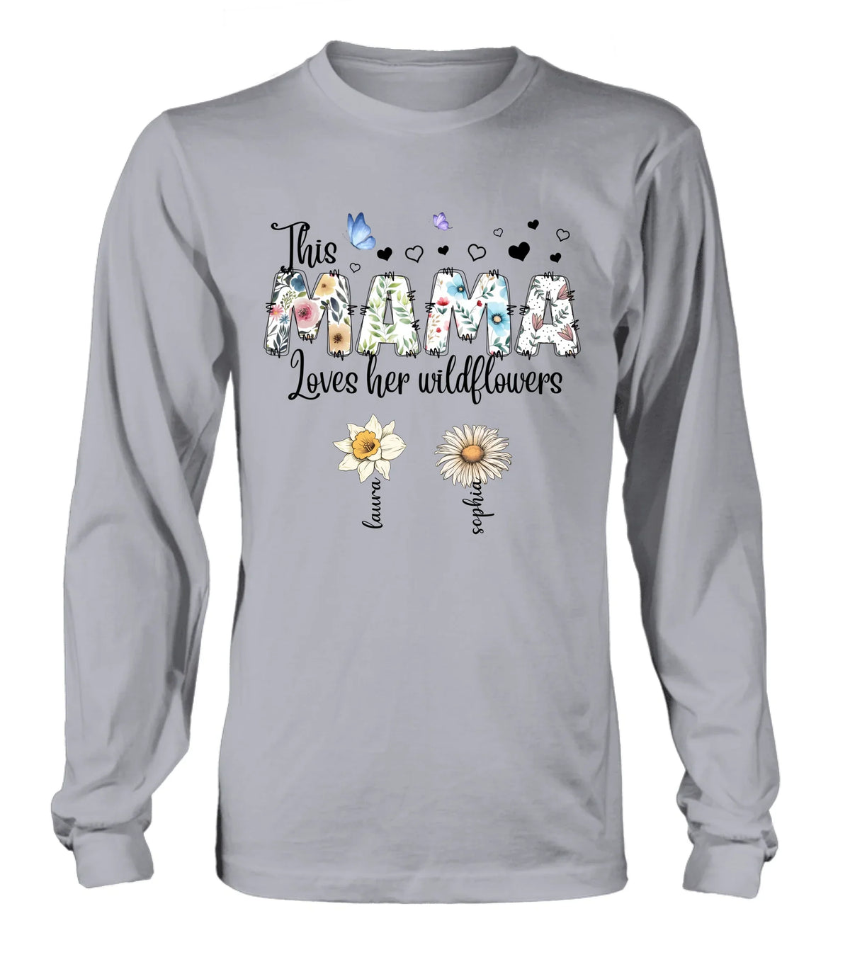 Personalized Mother Shirt/Hoodie - Up to 7 Kids - Mother's Day Gift Idea for Grandma/Mom - This Mama Loves Her Wildflowers