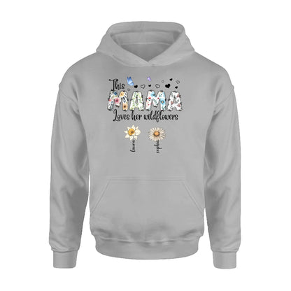 Personalized Mother Shirt/Hoodie - Up to 7 Kids - Mother's Day Gift Idea for Grandma/Mom - This Mama Loves Her Wildflowers