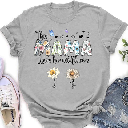 Personalized Mother Shirt/Hoodie - Up to 7 Kids - Mother's Day Gift Idea for Grandma/Mom - This Mama Loves Her Wildflowers