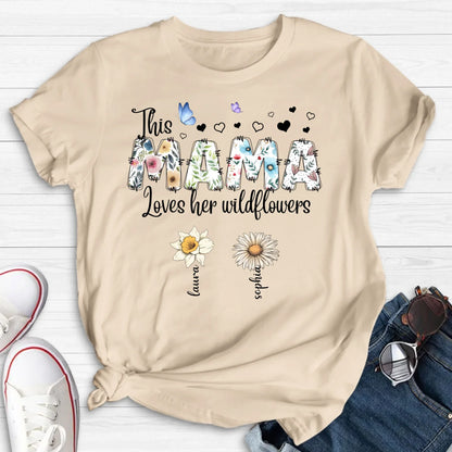Personalized Mother Shirt/Hoodie - Up to 7 Kids - Mother's Day Gift Idea for Grandma/Mom - This Mama Loves Her Wildflowers