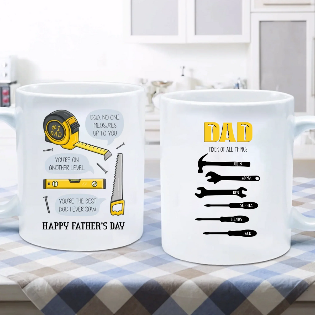 Personalized Happy Father's Day Mug Coffee | Dad Fixer Of All Things - Father's Day Gift Idea