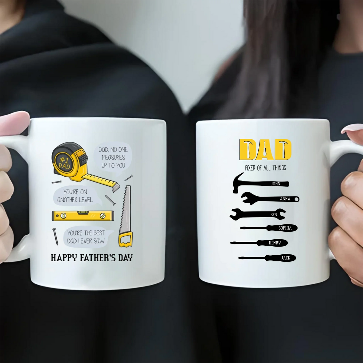 Personalized Happy Father's Day Mug Coffee | Dad Fixer Of All Things - Father's Day Gift Idea