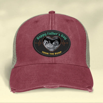 Personalized Upload Photo Distressed Ollie Cap - Happy 1st Father's Day