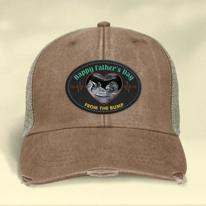 Personalized Upload Photo Distressed Ollie Cap - Happy 1st Father's Day