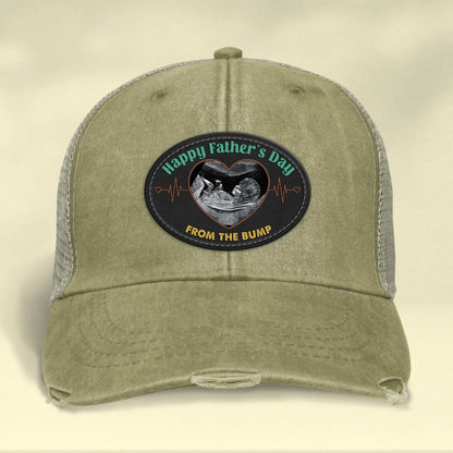 Personalized Upload Photo Distressed Ollie Cap - Happy 1st Father's Day