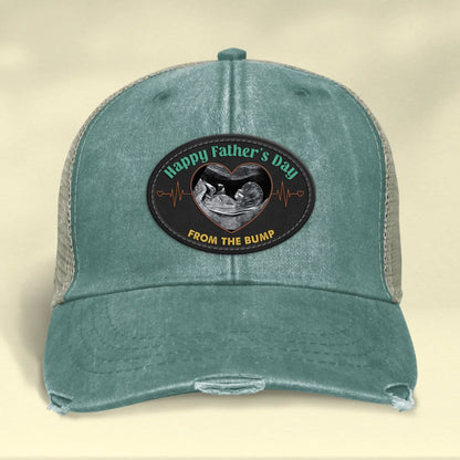 Personalized Upload Photo Distressed Ollie Cap - Happy 1st Father's Day
