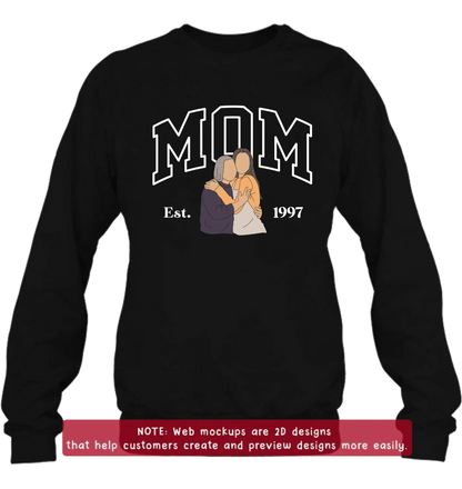 Personalized Mom And Daughter Embroidered T-Shirt/ Sweater/ Hoodie - Gift Idea For Mother's Day