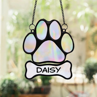 Personalized Memorial Paw Hanging Suncatcher - Memorial Gift Idea For Dog Lover
