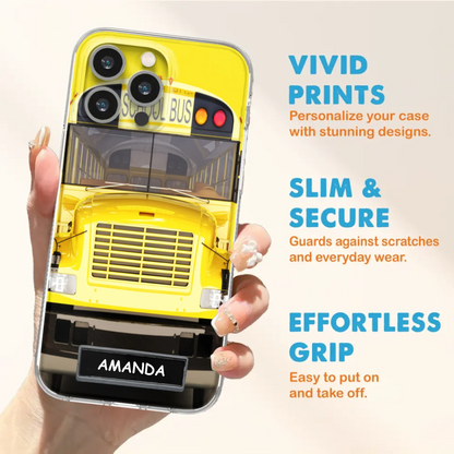 Personalized School Bus Phone Case - Gift Idea For School Bus Lovers - Case For iPhone, Samsung and Xiaomi