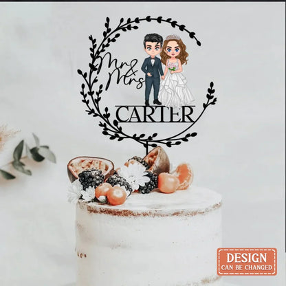Personalized Rustic Cake Topper Wedding Cake Decor - Custom Shape Acrylic - Engagement/ Wedding Gift Idea