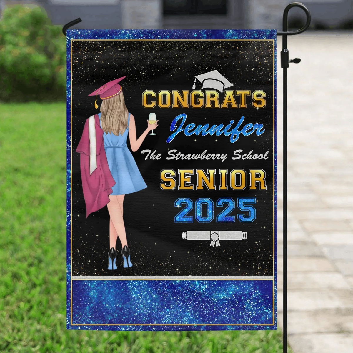 Personalized Graduation Senior Flag - Graduation Gift Idea For Daughter/Friend/Sister - Congrats