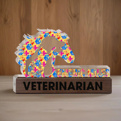 Personalized Vet Tech Name Plate Office Acrylic Plaque - Veterinarian Gift Idea