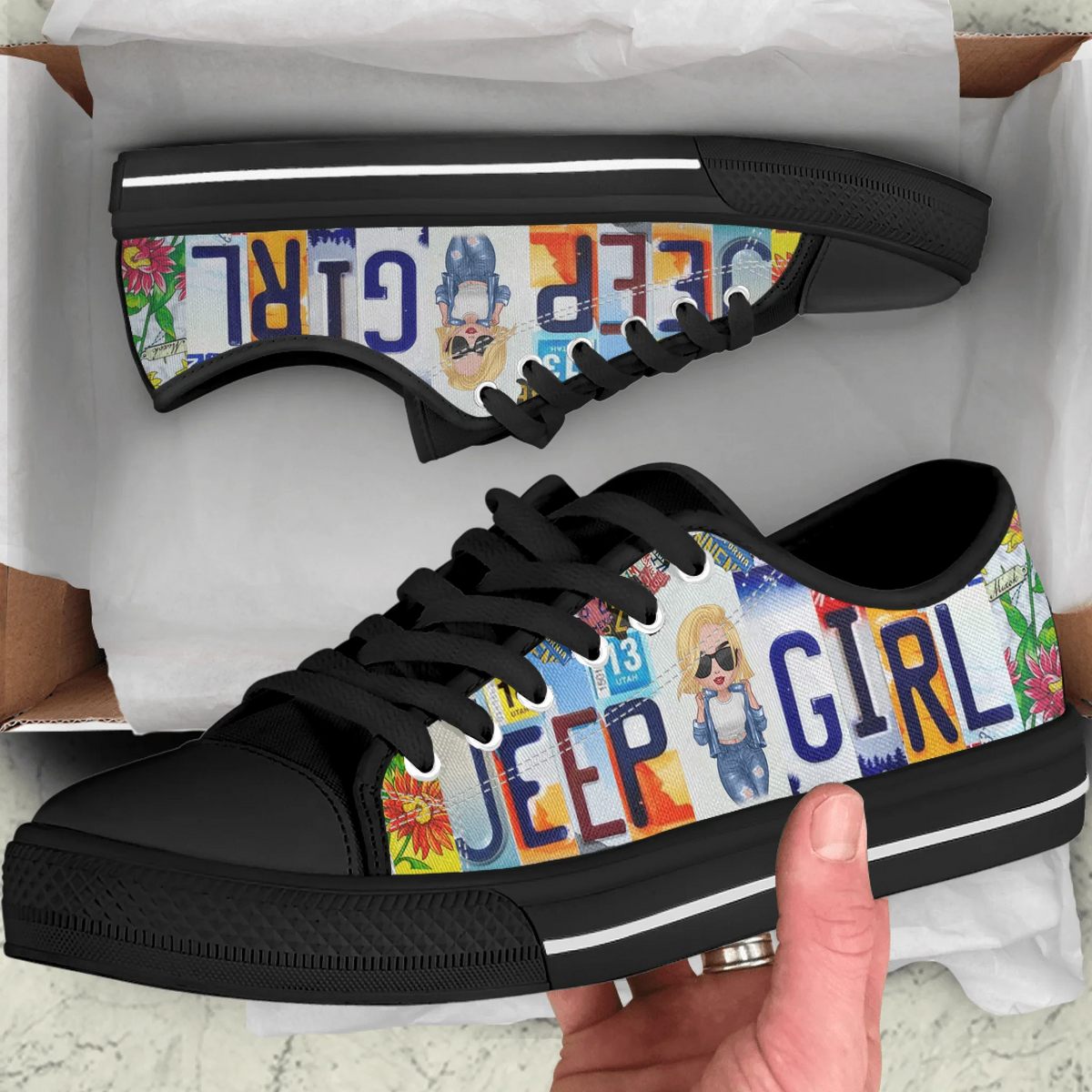 Personalized Off-road Girl Low Top Sneakers - Birthday Gift Idea