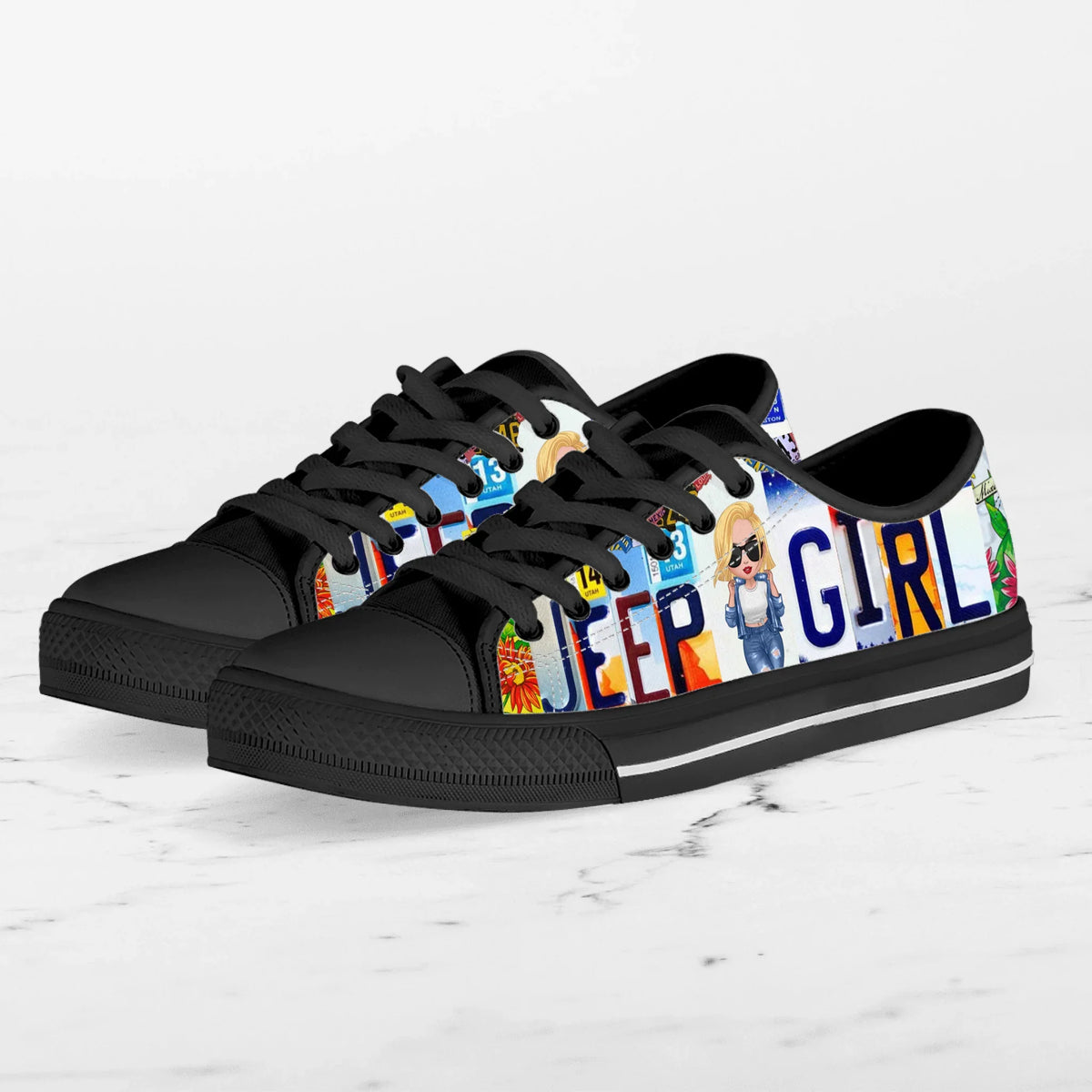 Personalized Off-road Girl Low Top Sneakers - Birthday Gift Idea