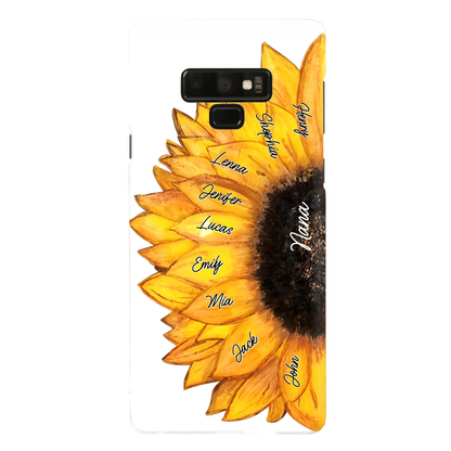 Custom Personalized Sunflower Grandma Phone Case -Upto 9 Kids - Mother's Day Gift Idea for Mom/Grandma