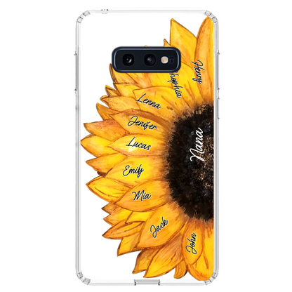 Custom Personalized Sunflower Grandma Phone Case -Upto 9 Kids - Mother's Day Gift Idea for Mom/Grandma