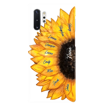 Custom Personalized Sunflower Grandma Phone Case -Upto 9 Kids - Mother's Day Gift Idea for Mom/Grandma