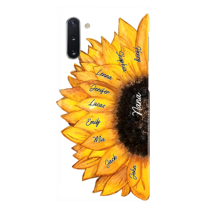 Custom Personalized Sunflower Grandma Phone Case -Upto 9 Kids - Mother's Day Gift Idea for Mom/Grandma